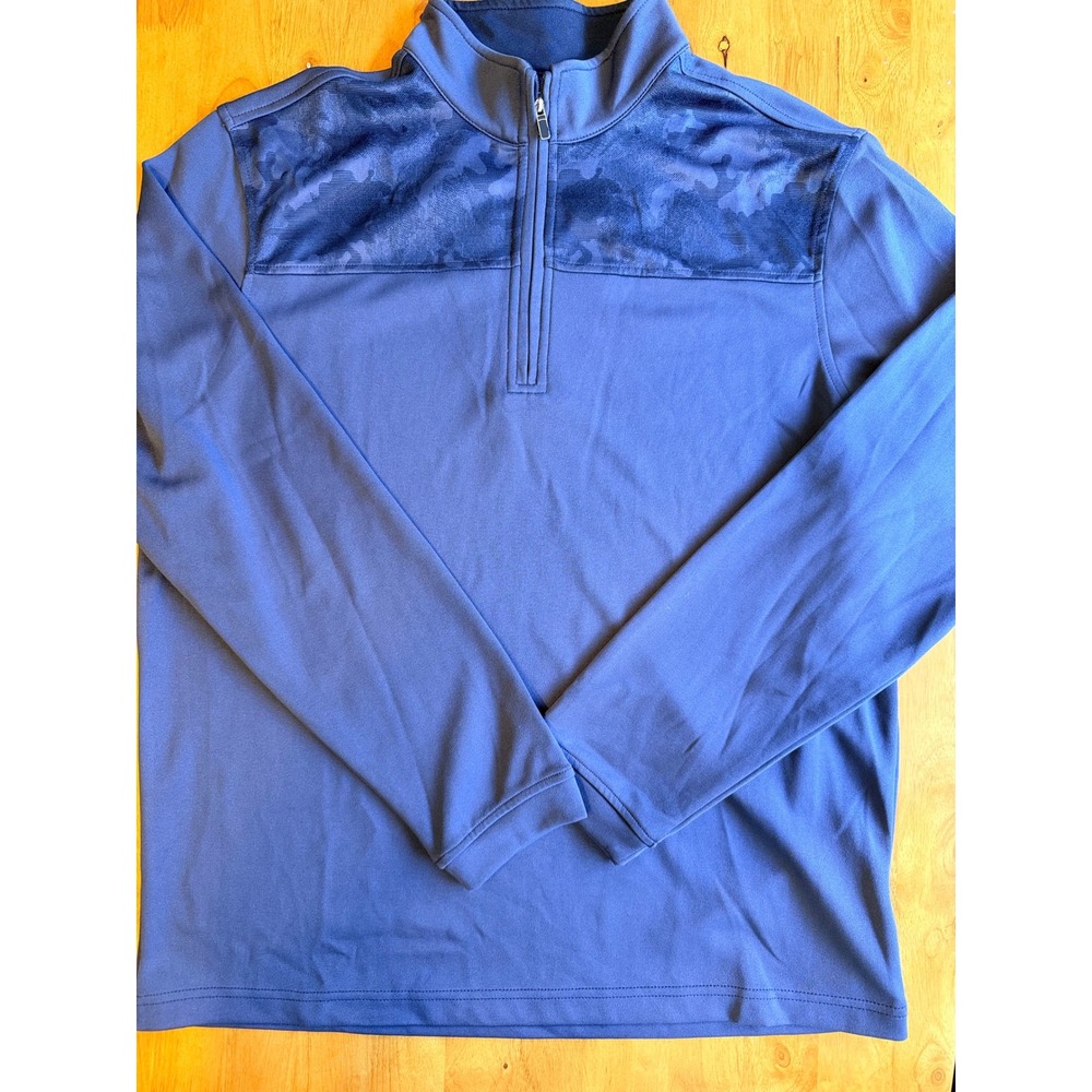 Pebble Beach Mens Blue Camo Quarter Zip Dry-Luxe Performance Pullover Large 607